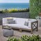 Contemporary Home Living 3pc White and Brown Outdoor Patio Sectional Sofa Set 30.25"